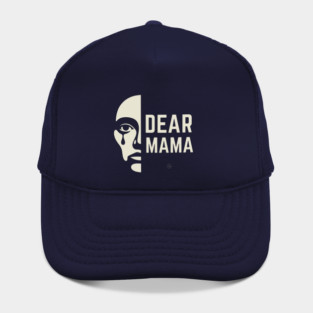 "Dear Mama - Half Male Face Silhouette with Tear Drop | Emotional Tribute to Lost Loved Ones | Memorial Design" Hat