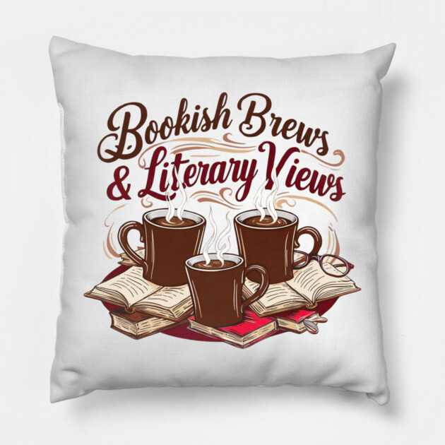 Bookish Brews Literary Views Pillow by SR8891