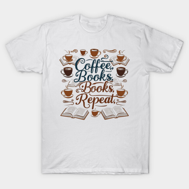 Coffee Books Repeat T-Shirt by SR8891