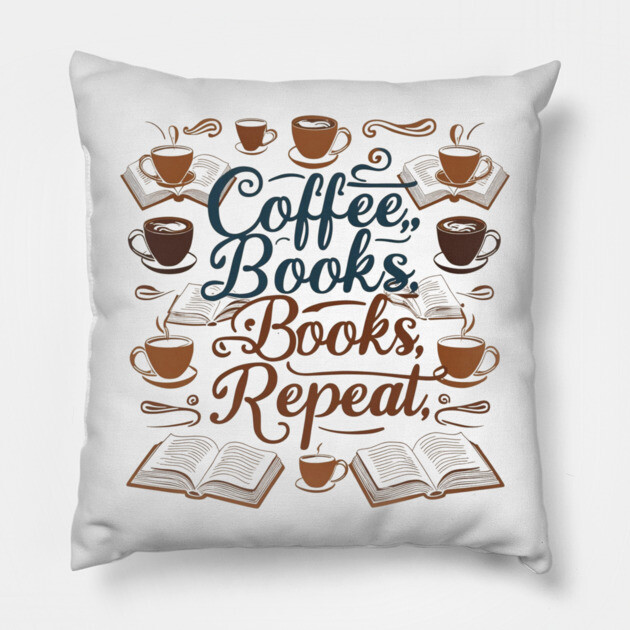Coffee Books Repeat Pillow by SR8891