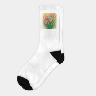 Tulip Watercolor - Floral Socks
