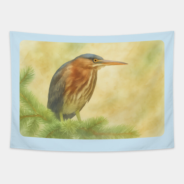 Green Heron Tapestry by DonWillisJrArt