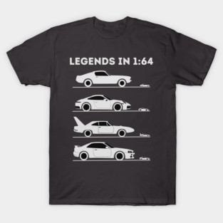 Legends in 1:64 – Iconic Car Silhouette Collection for Model Car Fans T-Shirt