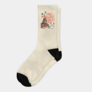 My Happy Place Welcome Home Castle Vintage Retro Design Socks