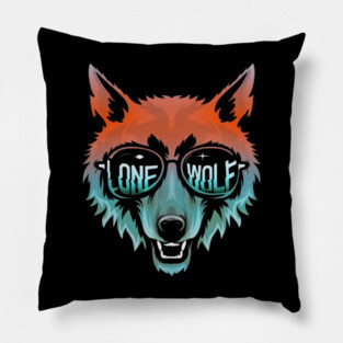 Lone Wolf Head. Lone Wolf Illustration. Pillow