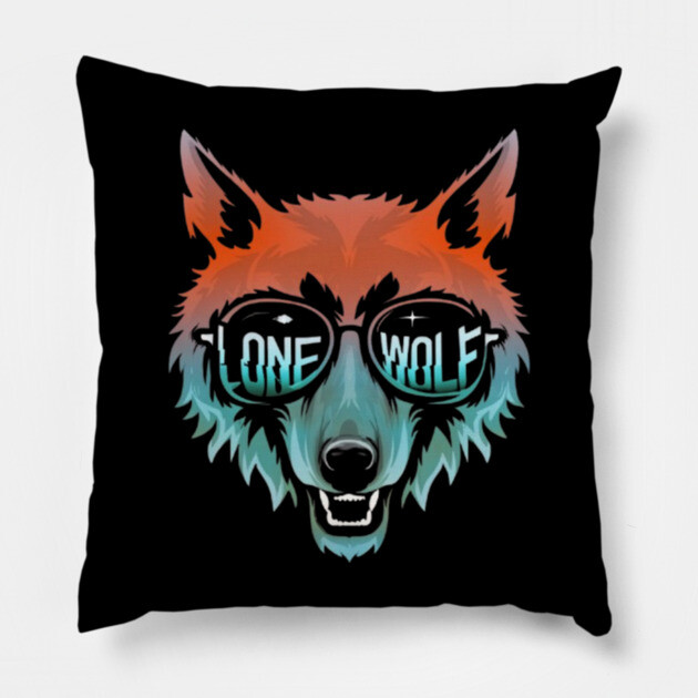 Lone Wolf Head. Lone Wolf Illustration. Pillow by MotiVVaTTi