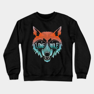 Lone Wolf Head. Lone Wolf Illustration. Crewneck Sweatshirt