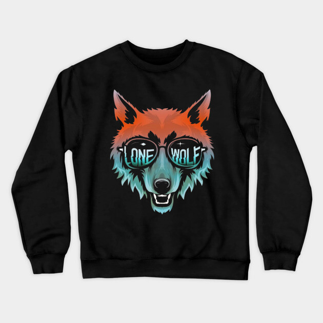 Lone Wolf Head. Lone Wolf Illustration. Crewneck Sweatshirt by MotiVVaTTi