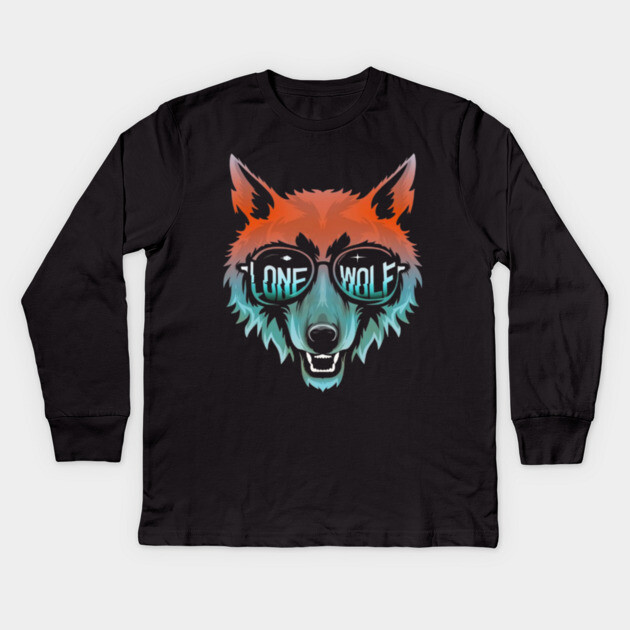 Lone Wolf Head. Lone Wolf Illustration. Kids Long Sleeve T-Shirt by MotiVVaTTi
