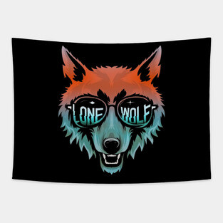 Lone Wolf Head. Lone Wolf Illustration. Tapestry