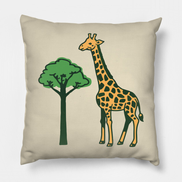 Retro Giraffe and Tree Safari Animal Art Pillow by DonWillisJrArt