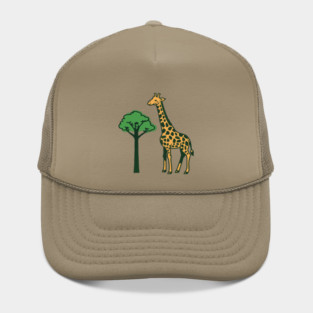 Retro Giraffe and Tree Safari Animal Art Hat