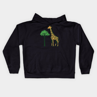 Retro Giraffe and Tree Safari Animal Art Kids Hoodie