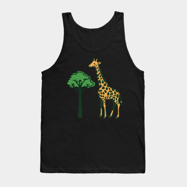 Retro Giraffe and Tree Safari Animal Art Tank Top by DonWillisJrArt