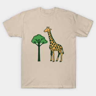 Retro Giraffe and Tree Safari Animal Art T-Shirt