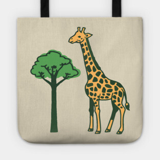 Retro Giraffe and Tree Safari Animal Art Tote