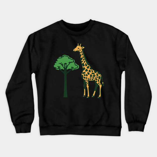 Retro Giraffe and Tree Safari Animal Art Crewneck Sweatshirt by DonWillisJrArt