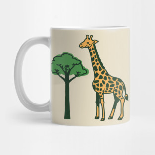 Retro Giraffe and Tree Safari Animal Art Mug