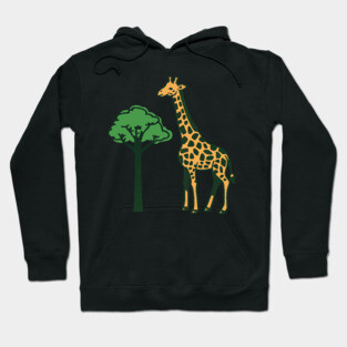Retro Giraffe and Tree Safari Animal Art Hoodie