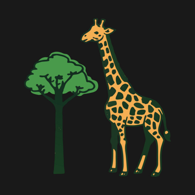 Retro Giraffe and Tree Safari Animal Art by DonWillisJrArt