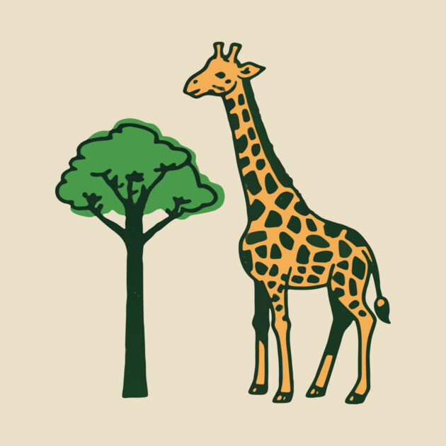 Retro Giraffe and Tree Safari Animal Art by DonWillisJrArt