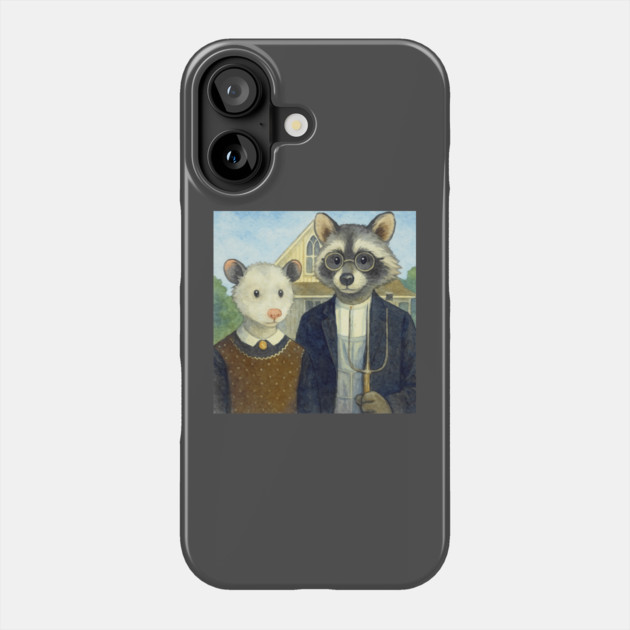 Critter Gothic - American Gothic Parody with Racoon and Possum Phone Case by DonWillisJrArt