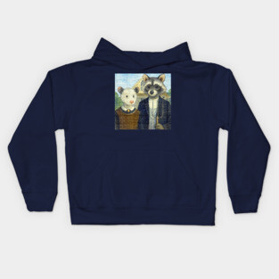 Critter Gothic - American Gothic Parody with Racoon and Possum Kids Hoodie