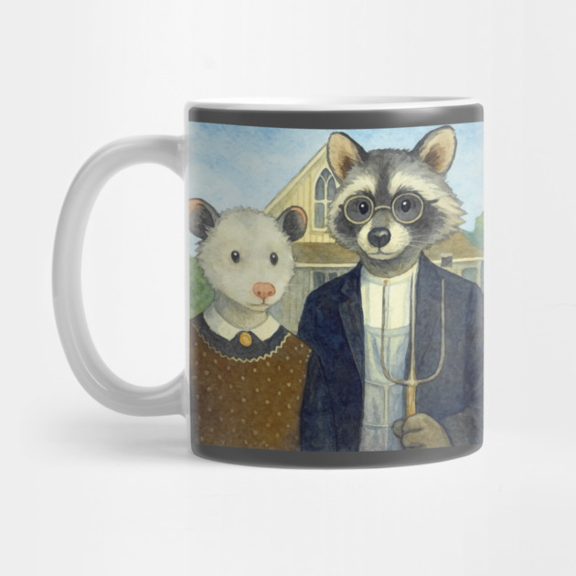 Critter Gothic - American Gothic Parody with Racoon and Possum by DonWillisJrArt