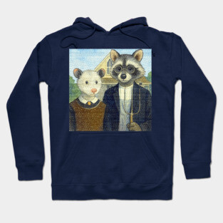 Critter Gothic - American Gothic Parody with Racoon and Possum Hoodie