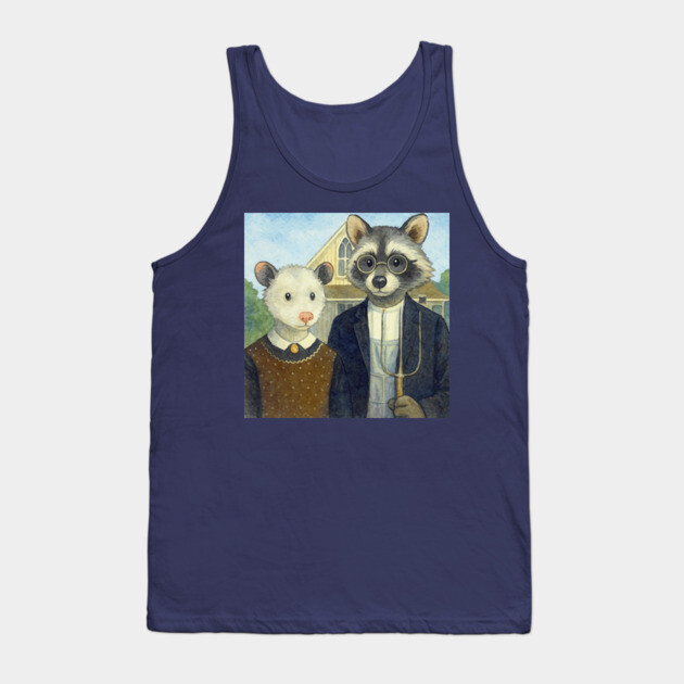 Critter Gothic - American Gothic Parody with Racoon and Possum Tank Top by DonWillisJrArt