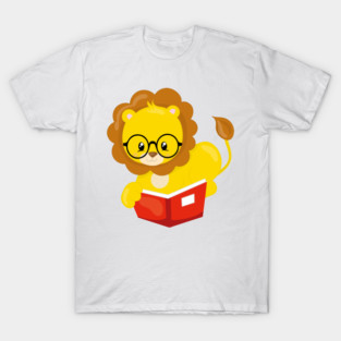 School Lion, Cute Lion, Lion With Eyeglasses, Books T-Shirt