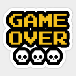 Game Over Retro Computer Geek 8 Bit Pixel Art Sticker