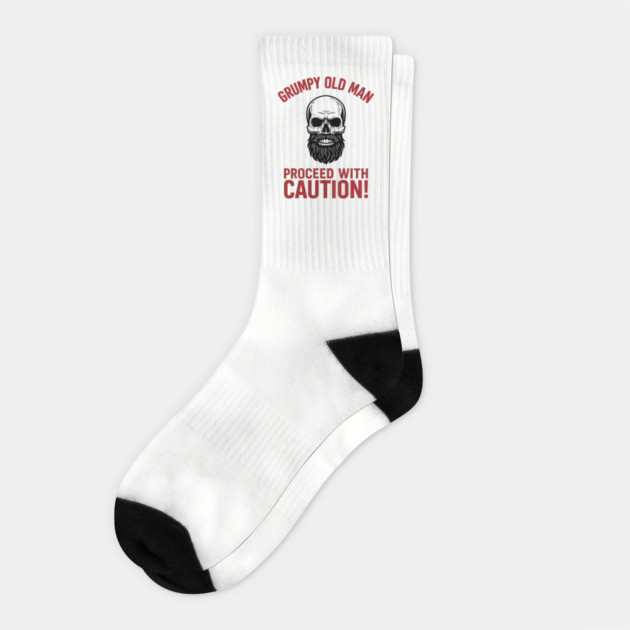 Grumpy Cranky Old Man Guy Proceed With Caution Sarcasm Socks by Anticorporati