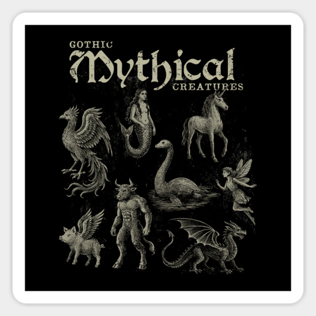 Gothic Mythical Creatures Magnet by GoshWow®