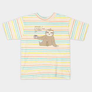Cute Lazy Sloth With Coffee Drawing Kids T-Shirt