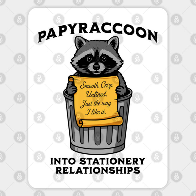 Papyraccoon: a Raccoon that Loves Paper, funny racoon Sticker by Luxinda