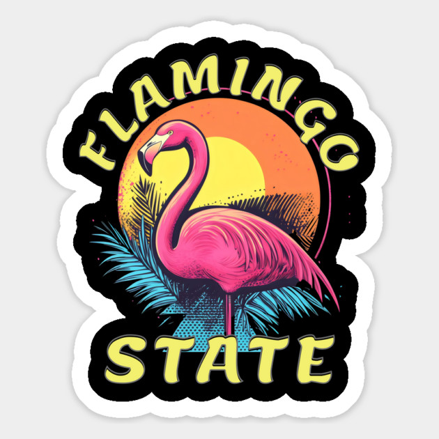 Flamingo State Retro Sunset T-Shirt – Vintage Tropical Aesthetic Magnet by WarFX Designs