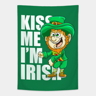 Kiss Me Im Irish Flossing Leprechaun St Patricks Day Tapestry