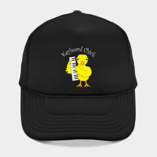 Keyboard Piano Chick White Text Hat