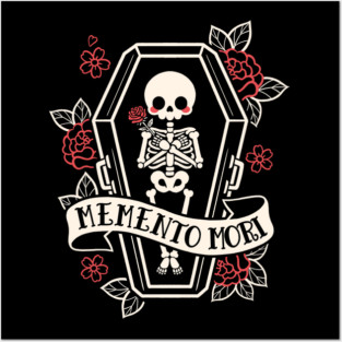 Memento mori cute skeleton coffin Posters and Art
