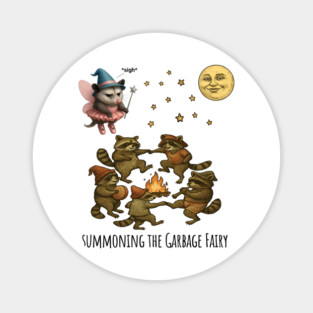 Funny Dancing Racoons Summoning The Garbage Fairy possum Magnet