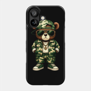 Hip Hop Teddy Bear Camouflage Phone Case