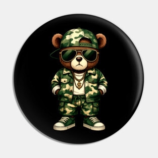 Hip Hop Teddy Bear Camouflage Pin