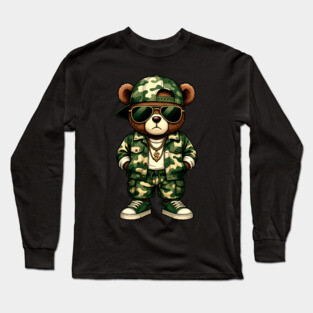 Hip Hop Teddy Bear Camouflage Long Sleeve T-Shirt