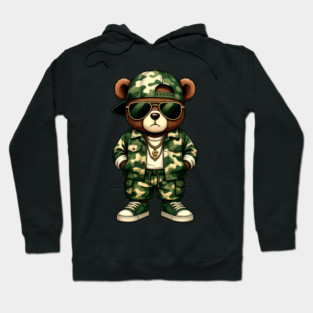 Hip Hop Teddy Bear Camouflage Hoodie