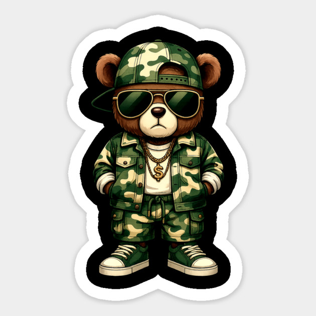 Hip Hop Teddy Bear Camouflage Magnet by UrbanLifeApparel