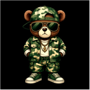 Hip Hop Teddy Bear Camouflage Posters and Art