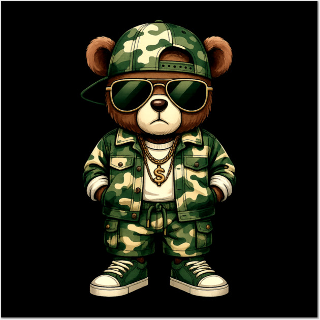 Hip Hop Teddy Bear Camouflage Wall Art by UrbanLifeApparel
