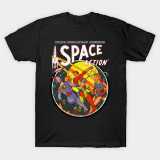 Vintage Outer Space Action Comic T-Shirt