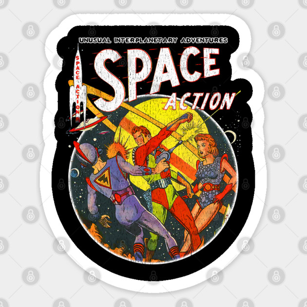 Vintage Outer Space Action Comic Sticker by Joaddo